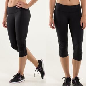 Lululemon Run For Your Life Black Crop Leggings Size 8